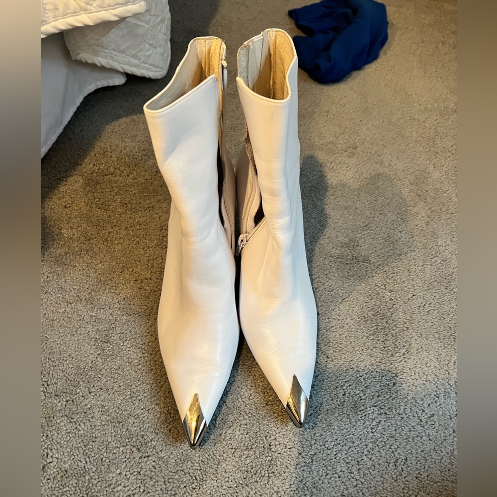 Jeffrey Campbell Ivory Boots with Metallic Accents